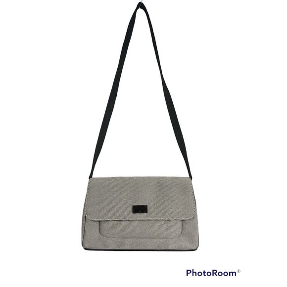 Vtg Ego Shoulder Bag Handbag Beige Baguette Canvas Minimalist Medium Size Y2K - Picture 1 of 10